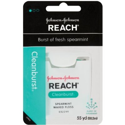 Reach Clean Burst Dental Floss, Waxed, Cleanburst, 55-Yard Dispe